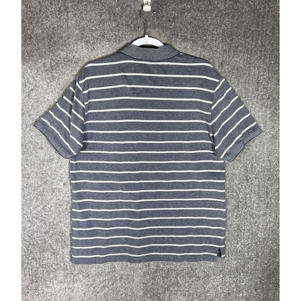 IZOD Polo Shirt Mens Size XL Gray-Blue White Striped Cotton Short Sleeve - Picture 2 of 6